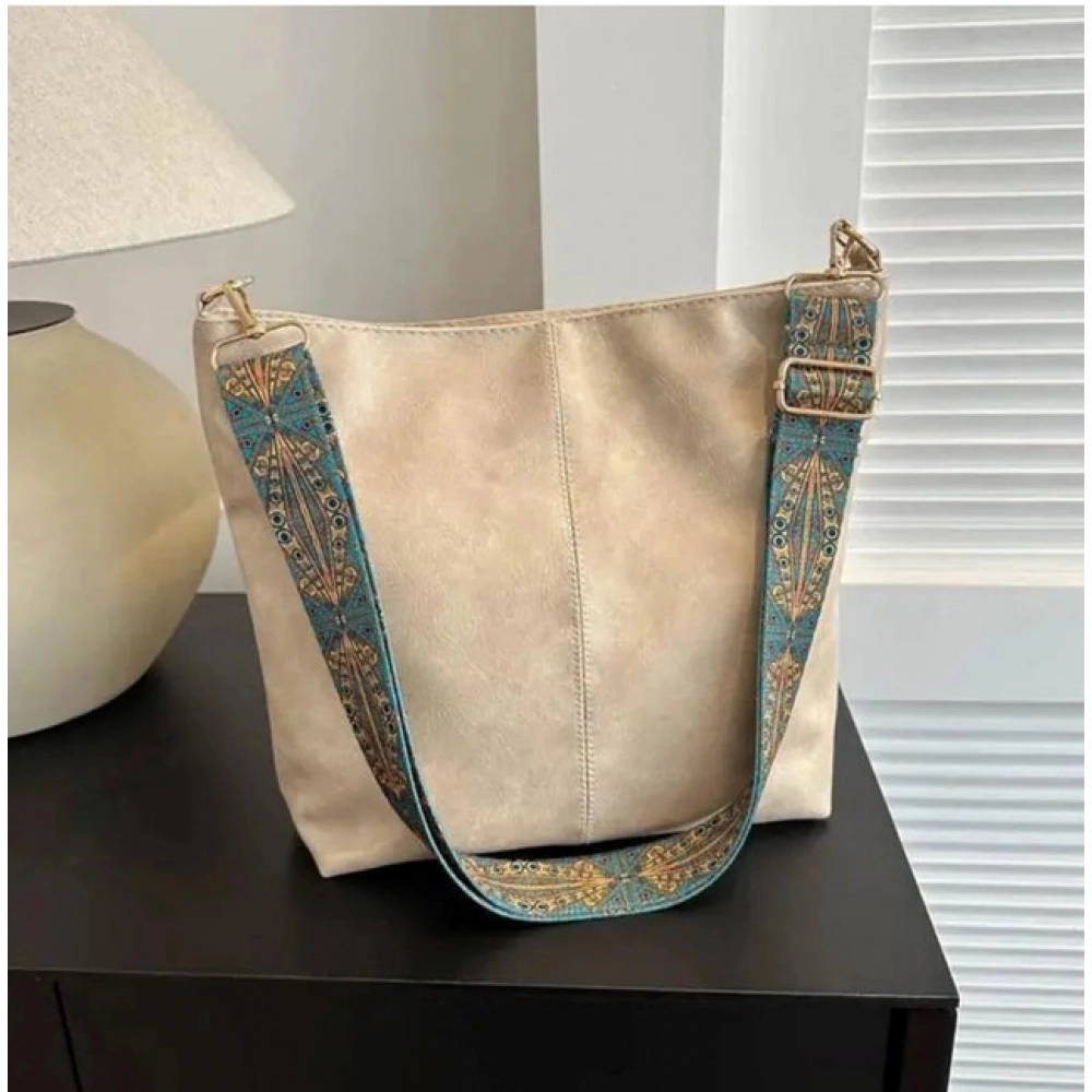 Women's PU Leather Zipper Handbag (Beige) - Image 2