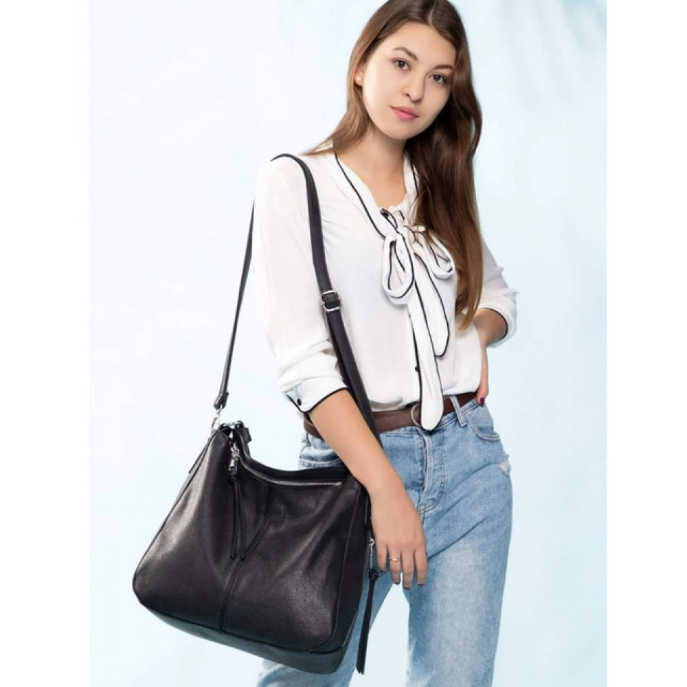 Women's PU Leather Zipper Handbag (Black) - Image 2