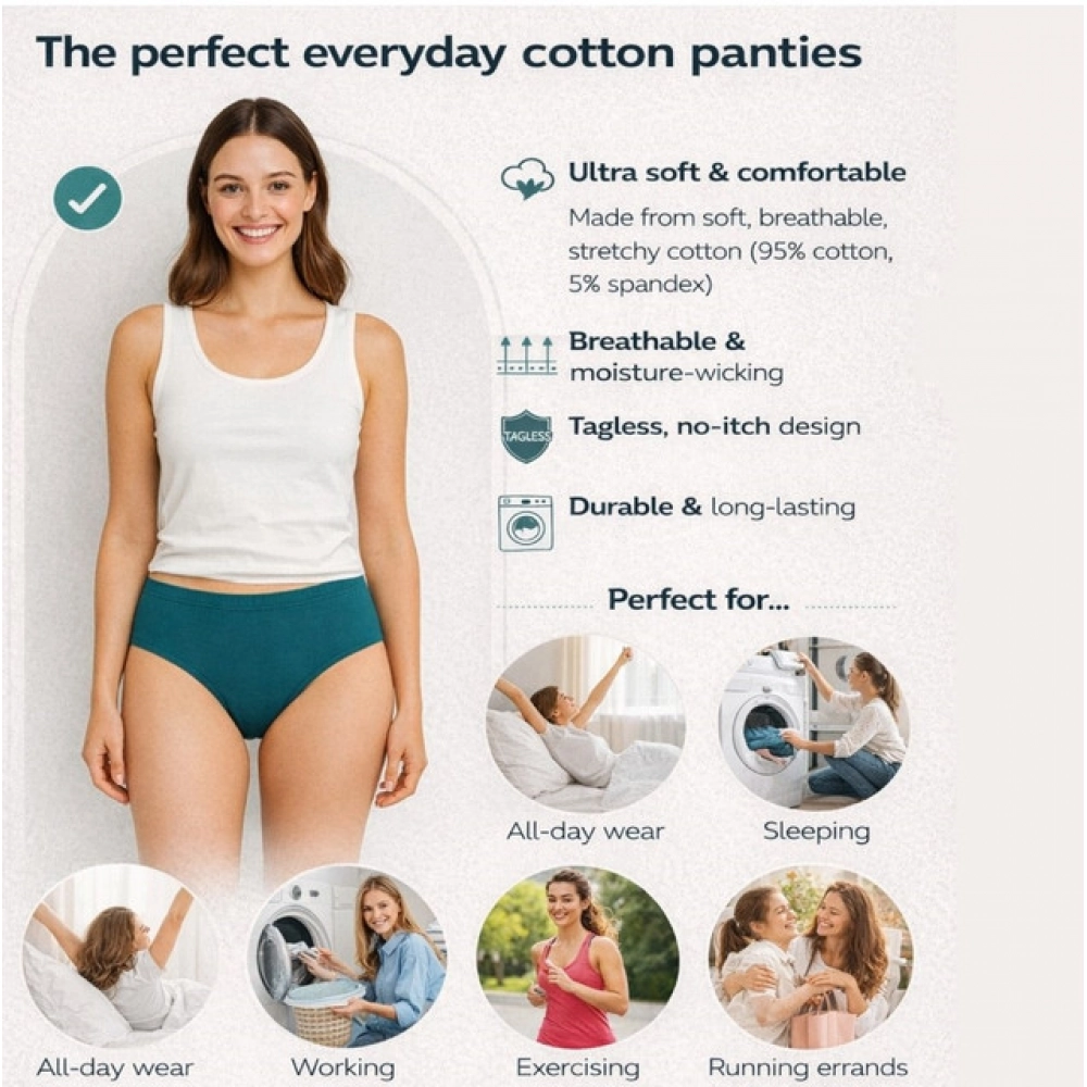 Pack of_12 Women's Cotton Solid Hipster Panty (Multicolor) - Image 3