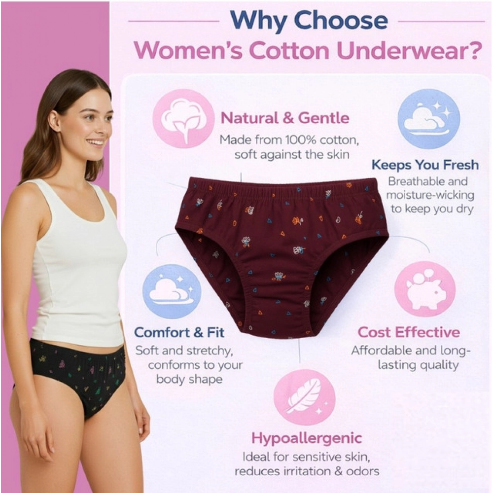 Pack of_3 Women's Cotton Printed Hipster Panty (Multicolor) - Image 2