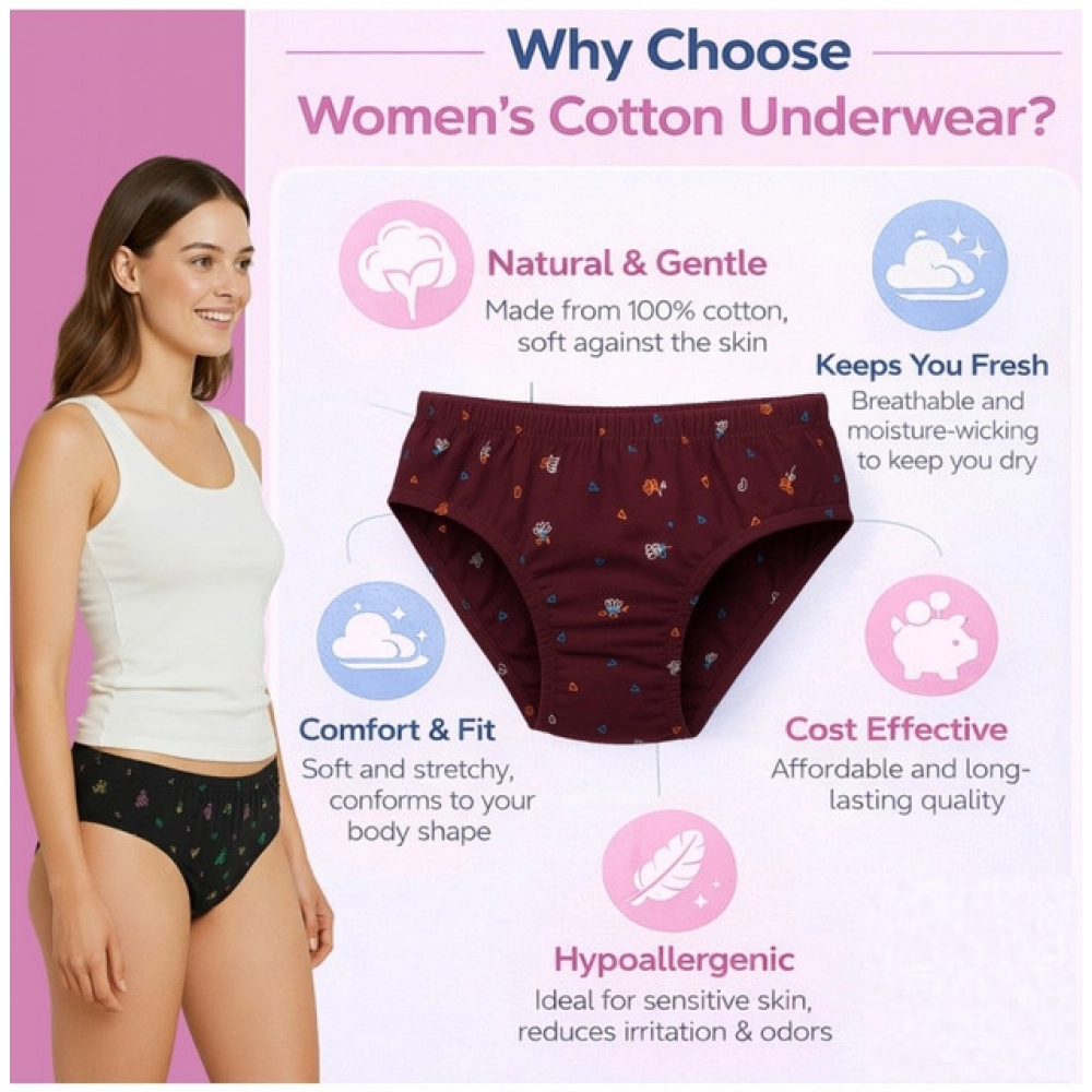 Pack of_12 Women's Cotton Printed Hipster Panty (Multicolor) - Image 2