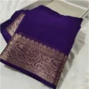 PID 64836 Women s Crape Chit Pallu Solid Saree With Unstitched Blouse 5 5 Mtr Purple 1 1000x1000 1 Women's Crepe Chit Pallu Solid Saree With Unstitched Blouse 5.5Mtr (Purple)