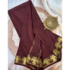PID 64875 Women s Crape Chit Pallu Solid Saree With Unstitched Blouse 5 5 Mtr Brown 1 1000x1000 1 Women's Crepe Chit Pallu Solid Saree With Unstitched Blouse 5.5Mtr (Brown)