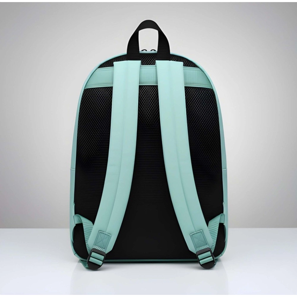 Unisex PU Leather Solid Medium Zipper Backpack (Green) - Image 2