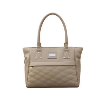 Women's PU Leather Solid Shoulder Zipper Handbag (Beige)