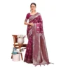 PID 65260 Women s Banarasi Silk Printed Saree With Unstitched Blouse 5 5 Mtr Purple 1 1000x1000 1 Women's Banarasi Silk Printed Saree With Unstitched Blouse 5.5Mtr (Purple)