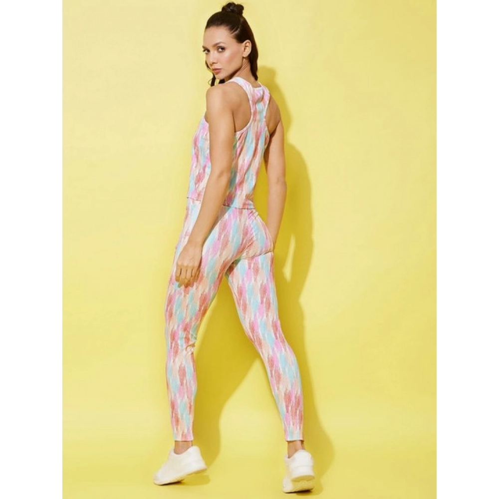 Women's Polyester Lycra Printed Sleeveless Active Wear (Multicolor) - Image 4