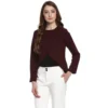 PID 65321 Women s Polyester Diagonal Cut Long Sleeves Blazer Maroon 1 1000x1000 1 Women's Polyester Diagonal Cut Long Sleeves Blazer (Maroon)