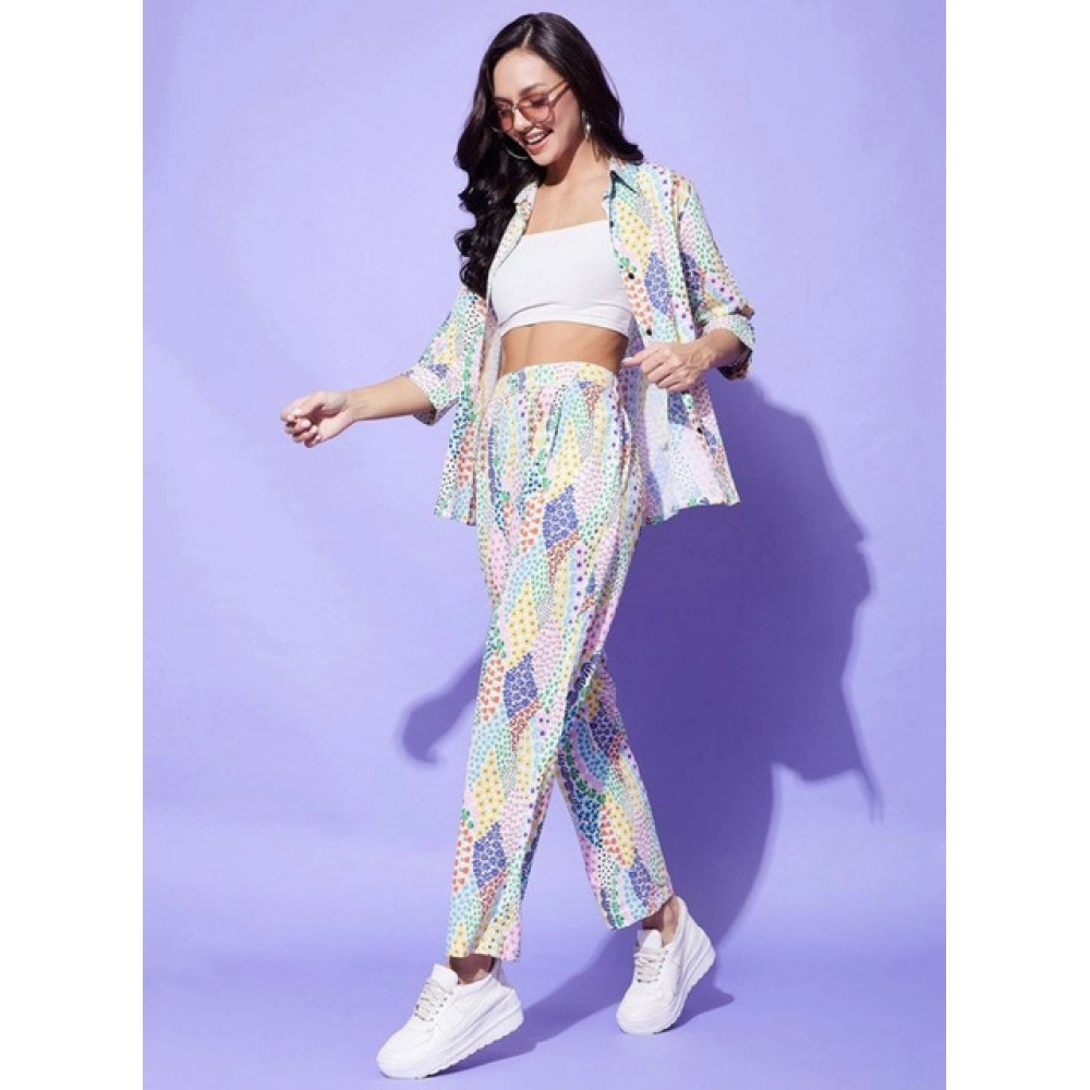 Women's Polyester Floral 3-4th Sleeve Co-Ord Set (Multicolor) - Image 4