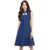 PID 65342 Women s Denim Solid Sleeveless Dress Navy Blue 1 1000x1000 1 Women's Denim Solid Sleeveless Dress (Navy Blue)