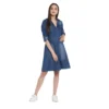 PID 65343 Women s Denim Solid Roll Up Sleeve Dress Blue 1 1000x1000 1 Women's Denim Solid Roll Up Sleeve Dress (Blue)
