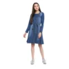 PID 65344 Women s Denim Washed Regular Sleeves Dress Blue 1 1000x1000 1 Women's Denim Washed Regular Sleeves Dress (Blue)