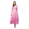 PID 65352 Women s Polyester Georgette Checkered Half Sleeve Dress Pink 1 1000x1000 1 Women's Polyester Georgette Checkered Half Sleeve Dress (Pink)