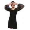 PID 65355 Women s Organza And Polyester Lycra Solid Long Sleeves Dress Black 1 1000x1000 1 Women's Organza And Polyester Lycra Solid Long Sleeves Dress (Black)