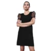 PID 65356 Women s Organza And Polyester Lycra Floral Short Sleeve Dress Black 1 1000x1000 1 Women's Organza And Polyester Lycra Floral Short Sleeve Dress (Black)