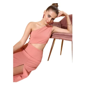 Women's Polyester Lycra Solid Sleeveless Dress (Pink)
