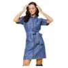 PID 65365 Women s Denim Solid Half Sleeve Dress Blue 1 1000x1000 1 Women's Denim Solid Half Sleeve Dress (Blue)