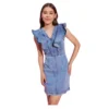 PID 65376 Women s Denim Solid Flutter Sleeve Dress Blue 1 1000x1000 1 Women's Denim Solid Flutter Sleeve Dress (Blue)