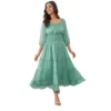 PID 65379 Women s Chiffon Solid Puff Sleeve Dress Green 1 1000x1000 1 Women's Chiffon Solid Puff Sleeve Dress (Green)