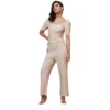 PID 65396 Women s Polyester Shimmer Self Design Short Sleeve Jumpsuit Gold 1 1000x1000 1 Women's Polyester Shimmer Self Design Short Sleeve Jumpsuit (Gold)