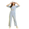 PID 65403 Women s Cotton Printed 3 4th Sleeve Girl s Jumpsuit Blue White 1 1000x1000 1 Girl's Cotton Printed 3-4th Sleeve Jumpsuit (Blue - White)