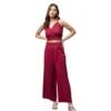 PID 65416 Women s Cotton Linen Solid Sleeveless Set Maroon 1 1000x1000 1 Women's Cotton Linen Solid Sleeveless Crop Top and Palazzo Set (Maroon)