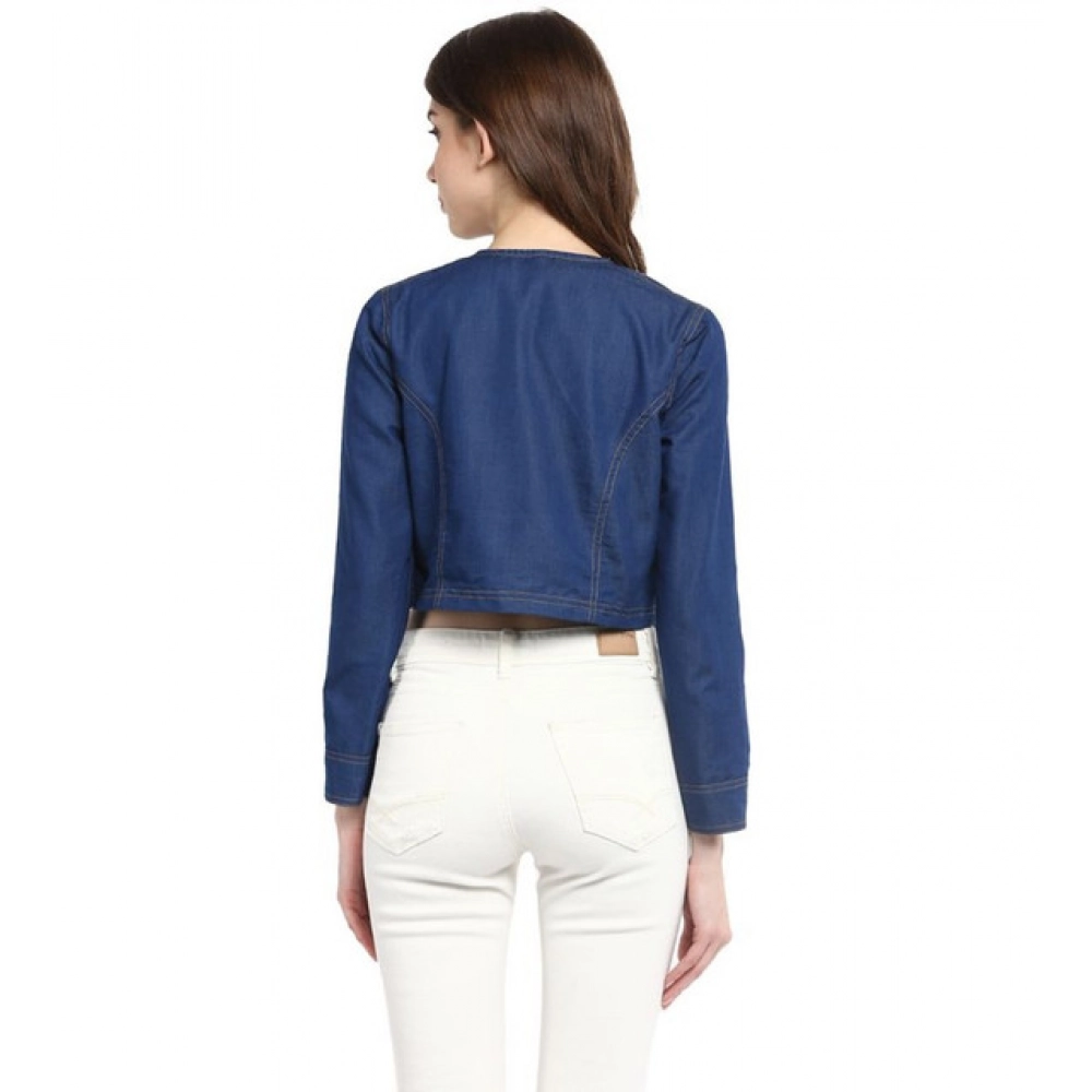 Women's Denim Embellished Long Sleeves Shrug (Blue) - Image 2