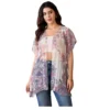 PID 65440 Women s Chiffon Printed Short Sleeves Shrug White Purple 1 1000x1000 1 Women's Chiffon Printed Short Sleeves Shrug (White - Purple)