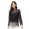 PID 65477 Women s Lace Self Design Short Sleeve Top Black 1 1000x1000 1 Women's Lace Self Design Short Sleeve Top (Black)