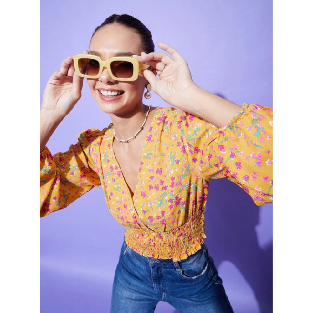 Women's Polyester Floral Long Sleeves Top (Multicolor) - Image 2