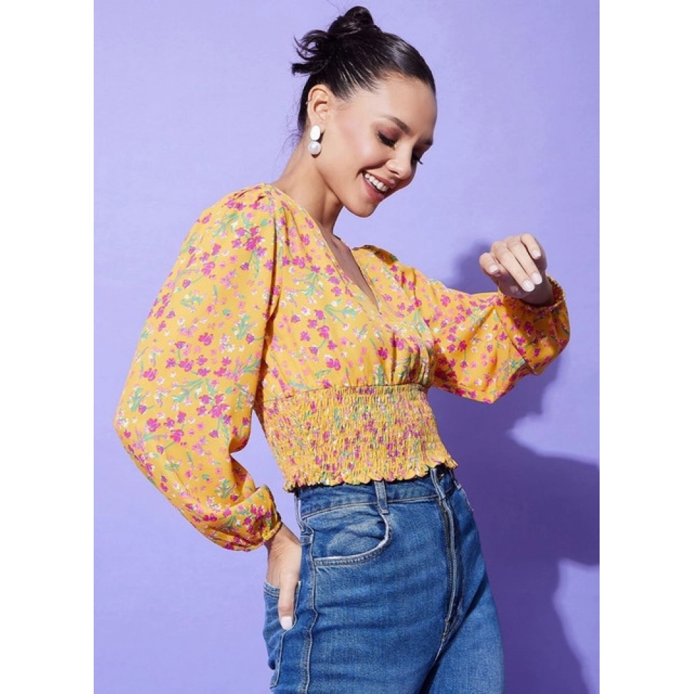 Women's Polyester Floral Long Sleeves Top (Multicolor) - Image 4