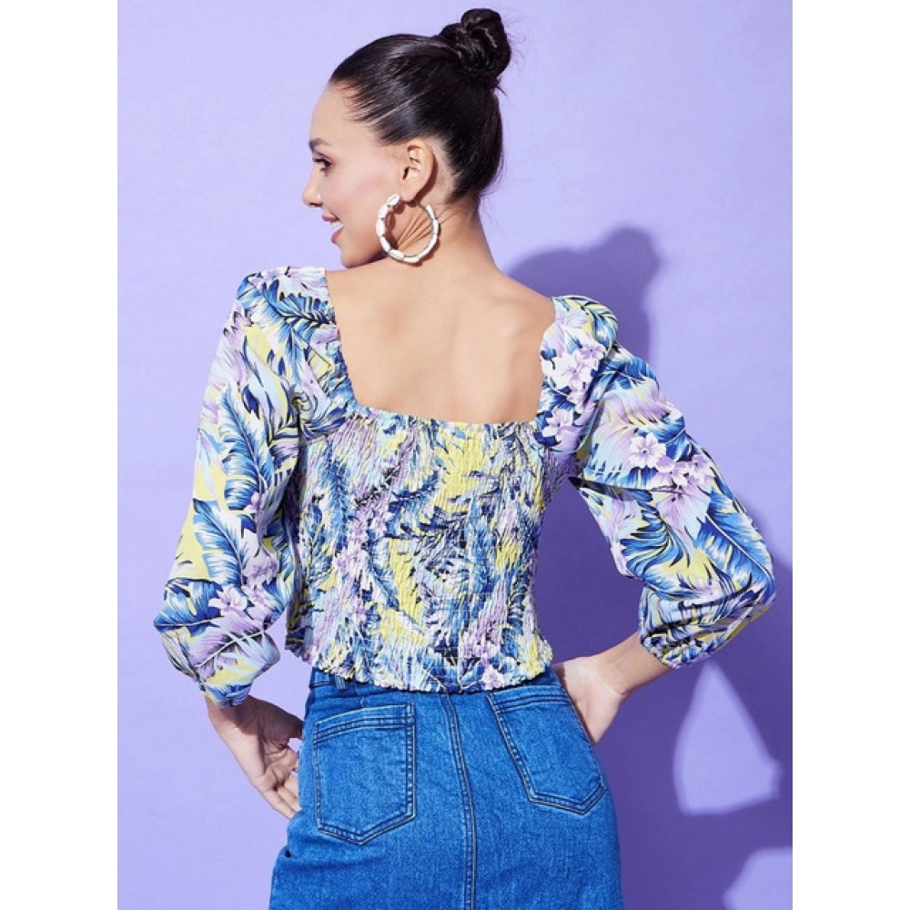 Women's Polyester Floral Long Sleeves Top (Multicolor) - Image 4