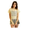 PID 65491 Women s Polyester Lace Self Design Short Sleeve Top Lemon 1 1000x1000 1 Women's Polyester Lace Self Design Short Sleeve Top (Yellow)
