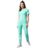 PID 65505 Women s Cotton Striped Short Sleeve Tracksuit Green 1 1000x1000 1 Women's Cotton Striped Short Sleeve Tracksuit (Green)