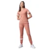 PID 65506 Women s Cotton Striped Short Sleeve Tracksuit Pink 1 1000x1000 1 Women's Cotton Striped Short Sleeve Tracksuit (Pink)