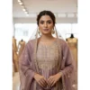 PID 66491 Women s Silk Embroidered 3 4th Sleeve Round Kurti With Sarara and Dupatta Set Purple 1 1000x1000 1 Women's Silk Embroidered 3/4th Sleeve Round Kurti With Sharara Pant and Dupatta Set (Purple)