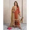 PID 66495 Women s Silk Embroidered 3 4th Sleeve Round Kurti With Palazzo and Dupatta Set Orange 1 1000x1000 1 Women's Silk Embroidered 3/4th Sleeve Round Kurti With Palazzo Pant and Dupatta Set (Orange)