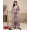 PID 66496 Women s Silk Embroidered 3 4th Sleeve Round Kurti With Palazzo and Dupatta Set Lavender 1000x1000 1 Women's Silk Embroidered 3/4th Sleeve Round Kurti With Palazzo Pant and Dupatta Set (Lavender)
