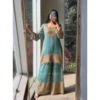 PID 66500 Women s Silk Embroidered 3 4th Sleeve Round Kurti With Sarara and Dupatta Set Sea Green 1000x1000 1 Women's Silk Embroidered 3/4th Sleeve Round Kurti With Sharara Pant and Dupatta Set (Sea Green)