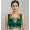 PID 66629 Womens Silk Embroidered V Neck Sleeveless Padded Blouse Green Size 38 1 1000x1000 1 Women's Silk Embroidered V-Neck Sleeveless Readymade Padded Blouse (Green, Size 38)
