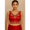 PID 66632 Womens Silk Embroidered V Neck Sleeveless Padded Blouse Red Size 38 1 1000x1000 1 Women's Silk Embroidered V-Neck Sleeveless Readymade Padded Blouse (Red, Size 38)