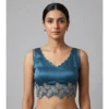 PID 66640 Womens Silk Embroidered Sweetheart Neck Sleeveless Padded Blouse Blue Size 38 1 1000x1000 1 Women's Silk Embroidered Sweetheart Neck Sleeveless Readymade Padded Blouse (Blue, Size 38)