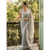 PID 67044 Women s Linen Printed Saree With Unstitched Blouse 5 5 Mtr Gray 1 1000x1000 1 Women's Linen Striped Saree With Unstitched Blouse 5.5Mtr (Gray)