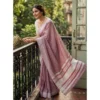 PID 67045 Women s Linen Printed Saree With Unstitched Blouse 5 5 Mtr Magenta 1 1000x1000 1 Women's Linen Striped Saree With Unstitched Blouse 5.5Mtr (Magenta)