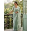 PID 67046 Women s Linen Printed Saree With Unstitched Blouse 5 5 Mtr Rama 1 1000x1000 1 Women's Linen Striped Saree With Unstitched Blouse 5.5Mtr (Sea Green)