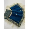 PID 67196 Women s Satin Embellished Saree With Unstitched Blouse 5 5 Mtr Blue 1 1000x1000 1 Women's Satin Embellished Saree With Unstitched Blouse 5.5Mtr (Teal)