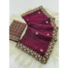 PID 67200 Women s Satin Embellished Saree With Unstitched Blouse 5 5 Mtr Wine Toned 1 1000x1000 1 Women's Satin Embellished Saree With Unstitched Blouse 5.5Mtr (Wine-Toned)