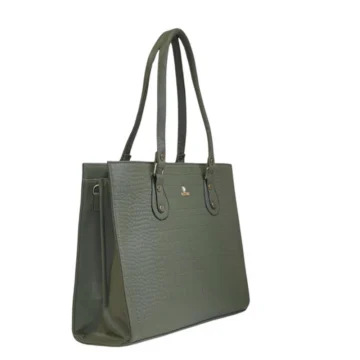 Women's Polyurethane Croco Shoulder Tote Bag (Green)