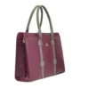 PID 67362 Women s PU Leather Structured Tote Handbag Burgundy Gray 1 1000x1000 1 Women's Polyurethane Solid Structured Shoulder Tote Handbag (Burgundy-Gray)