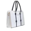 PID 67363 Women s PU Leather Structured Tote Handbag Cream Navy Blue 1 1000x1000 1 Women's Polyurethane Solid Structured Shoulder Tote Handbag (Cream-Navy Blue)